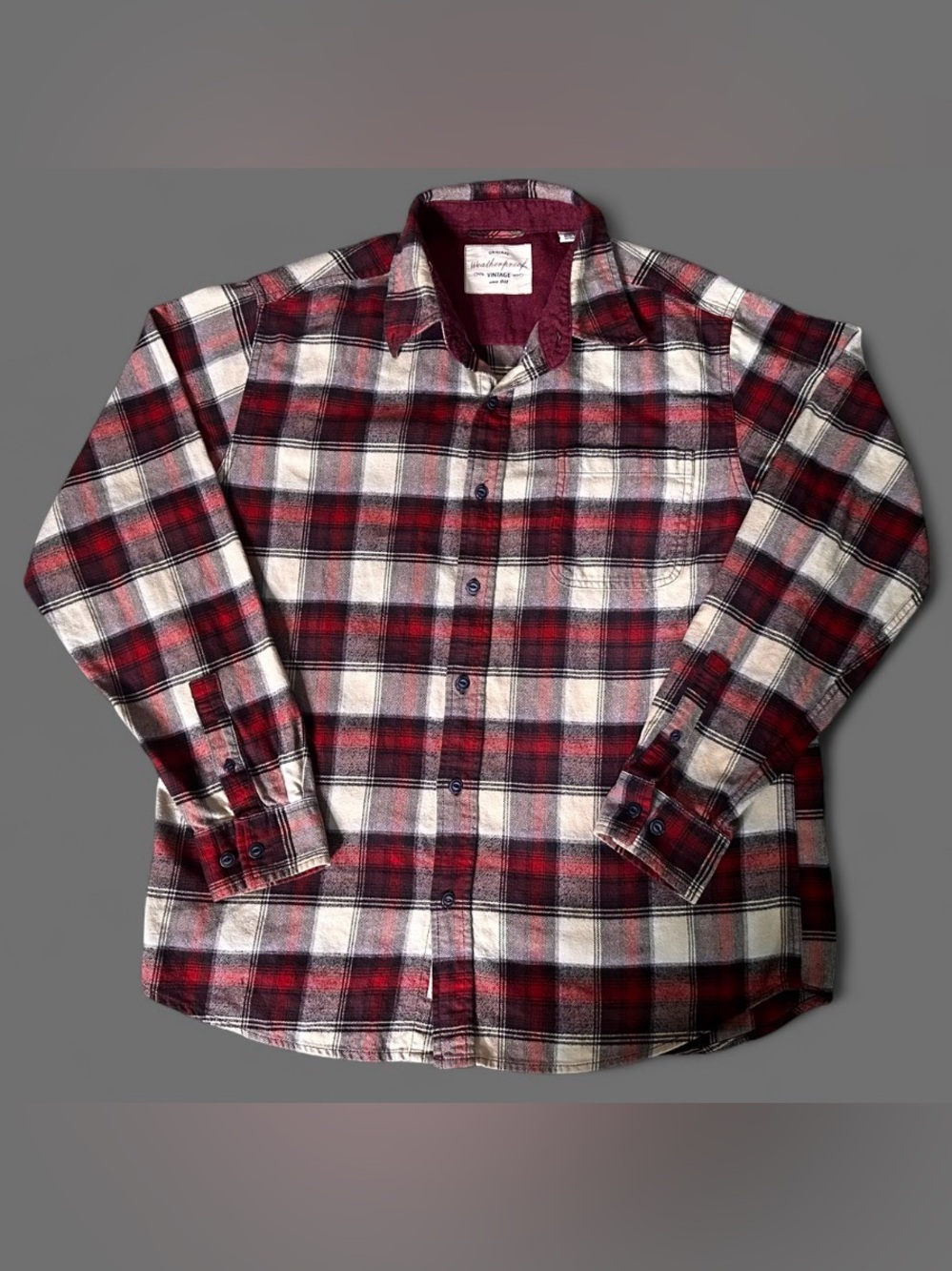 Weatherproof Vintage Mens Long Sleeve Button Down Plaid Flannel